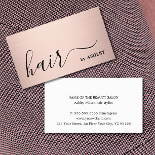 Carte De Visite Coiffeur Élégant Simple Faux Or Rose Gras