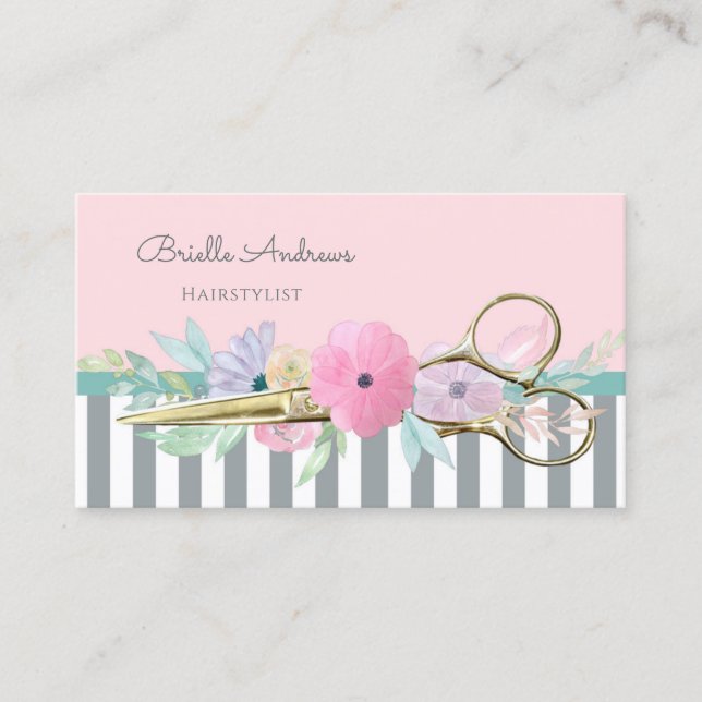 Carte De Visite Coiffeur Fleur Pastel (Devant)