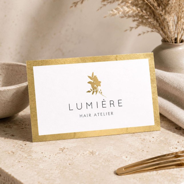 Carte De Visite Coiffeur Floral Or Luxe (Créateur téléchargé)