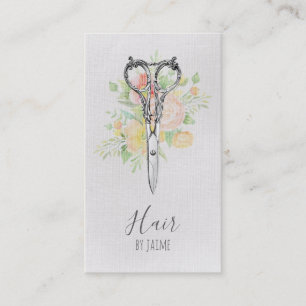 Carte De Visite coiffeur floral vintage de styliste en coiffure de