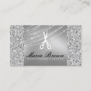 Carte De Visite Coiffeur Glitter Silver Luxury