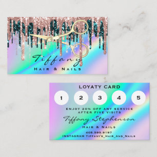 Carte De Visite Coiffeur Golen Ciseaux Rose Loyauté Holographe