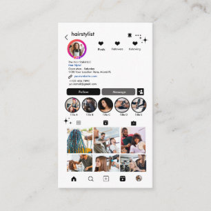 Carte De Visite Coiffeur Instagram Noir Scannez pour Connecter Q
