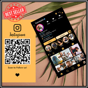Carte De Visite Coiffeur Instagram Peach Scannez pour connecter