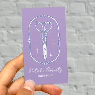 Carte De Visite Coiffeur Jolis Ciseaux Dessin Lavande Salon