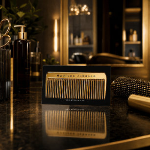Carte De Visite Coiffeur Luxe Peigne d'Or