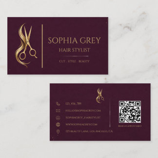 Carte De Visite Coiffeur Luxe Prune Profond Et Champagne