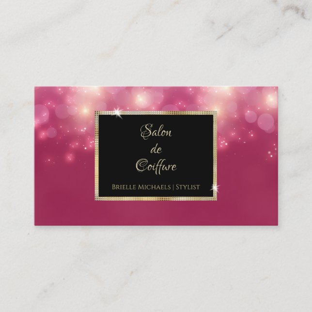 Carte De Visite Coiffeur Magenta Sparkle (Devant)