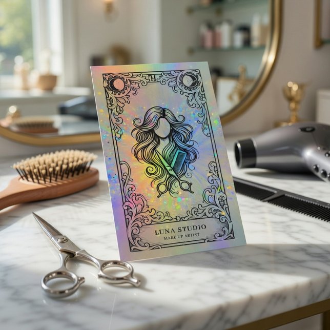 Carte De Visite Coiffeur | Maquilleur Holographique (Créateur téléchargé)