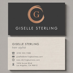 Carte De Visite Coiffeur Métallic Minimaliste Rose Gold