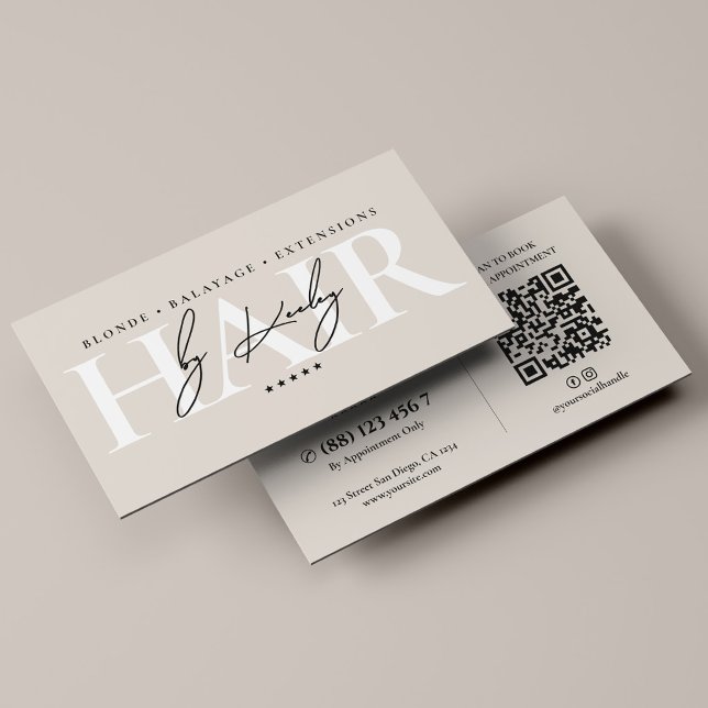 Carte De Visite Coiffeur Minimal Salon de coiffure Sable  (Hair Stylist Minimal Hair Salon Sand Business Card
)