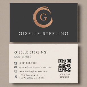 Carte de Visite Coiffeur Minimaliste Code QR