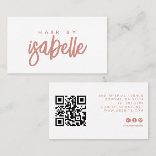 Carte De Visite Coiffeur Minimaliste Écriture Rose Poussiéreuse