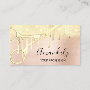 Carte De Visite Coiffeur moderne Coiffeur Rose ciseaux Gold LUX