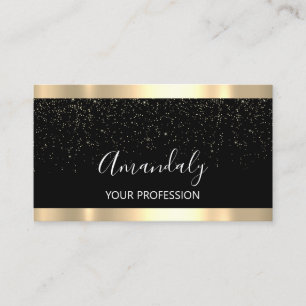 Carte De Visite Coiffeur moderne Golden Confetti Black