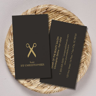 Carte De Visite Coiffeur Moderne Minimaliste Faux Or Sombre