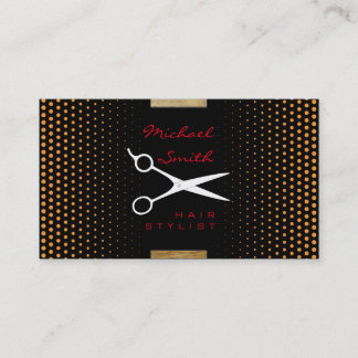 Carte De Visite Coiffeur Moderne Orange À pois