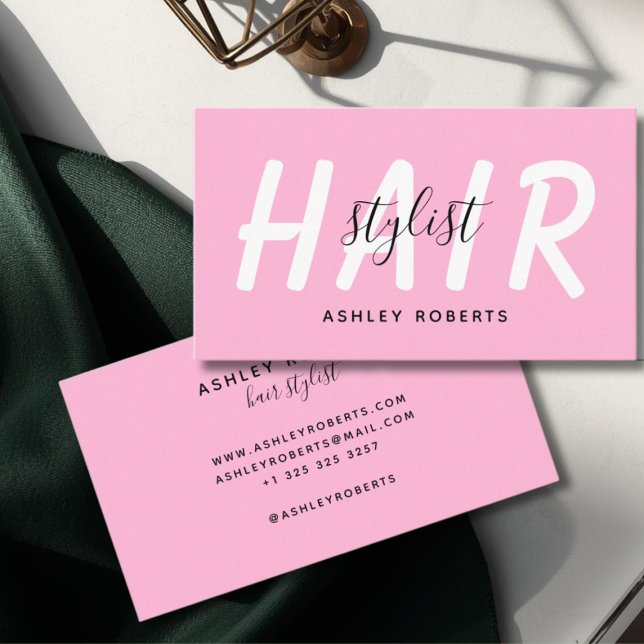 Carte De Visite Coiffeur moderne rose  (Créateur téléchargé)