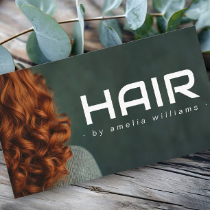 Carte De Visite Coiffeur moderne vert foncé styliste