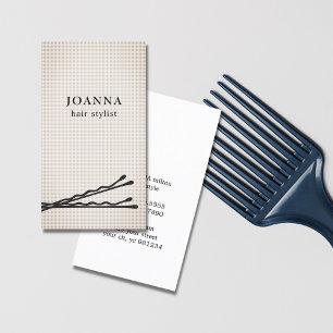 Carte De Visite Coiffeur noir élégant minimaliste de pinces