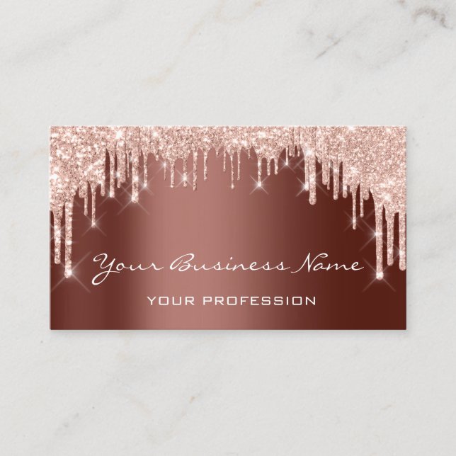 Carte De Visite Coiffeur ongles maquillage Rose Brown gouttes (Devant)