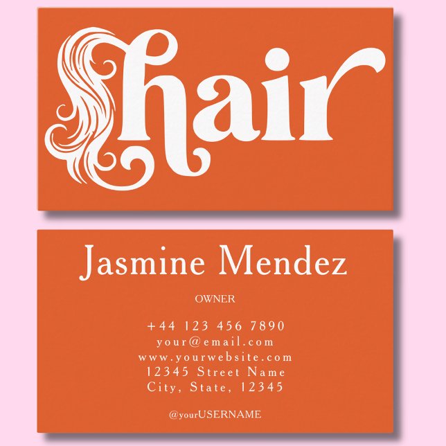 Carte De Visite Coiffeur Orange Vibrant Salon Professionnel (Créateur téléchargé)