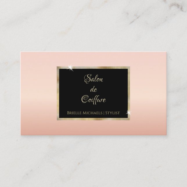 Carte De Visite Coiffeur Peach Gold (Devant)