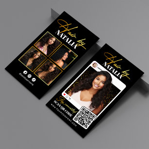 Carte De Visite Coiffeur Photo Paillettes Or Noir Tendance