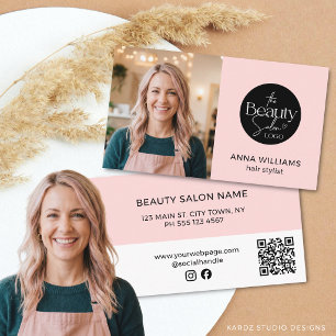 Carte De Visite Coiffeur Photo Salon de Beauté Logo Code QR