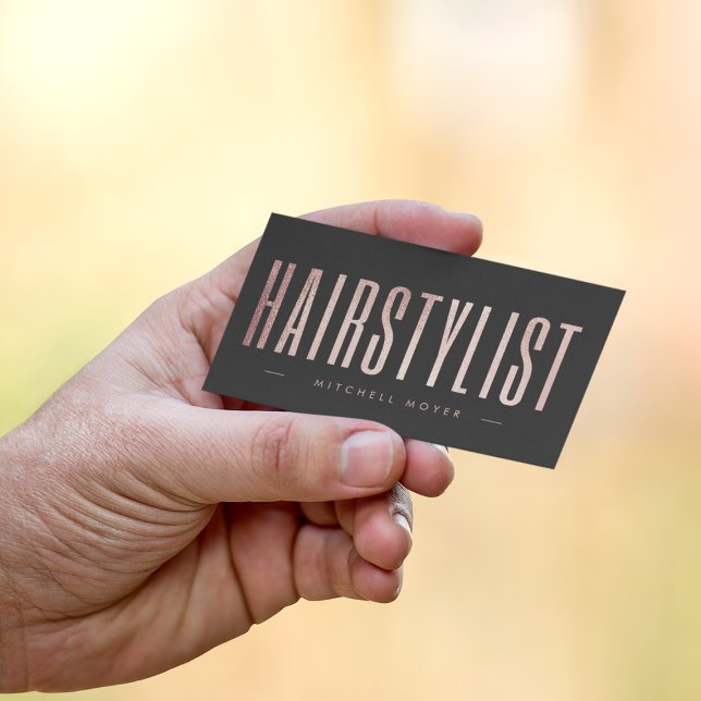 Carte De Visite Coiffeur Rose Gold Glitter (Créateur téléchargé)