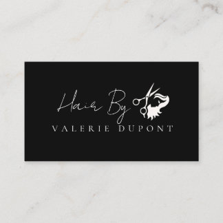 Carte De Visite Coiffeur Rose Gold Paillettes Noir Salon de Beauté