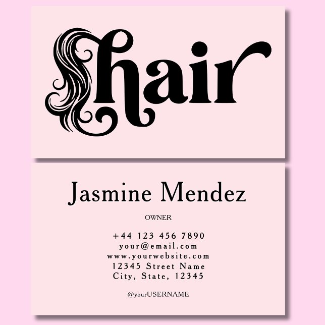 Carte De Visite Coiffeur Rose Pâle Salon Professionnel (Créateur téléchargé)