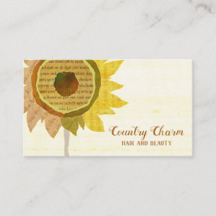 Carte De Visite Coiffeur rustique de tournesols de collage