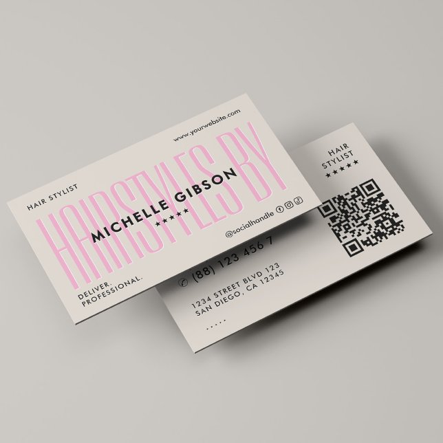 Carte De Visite Coiffeur Sable Rose Minimal Beauté Professionnel (Hair Stylist Pink Sand Minimal Beauty Professional Business Card
)