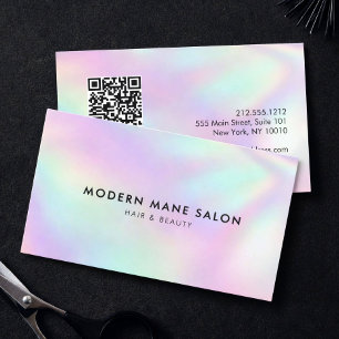 Carte De Visite Coiffeur Salon de Beauté Code QR Minimaliste