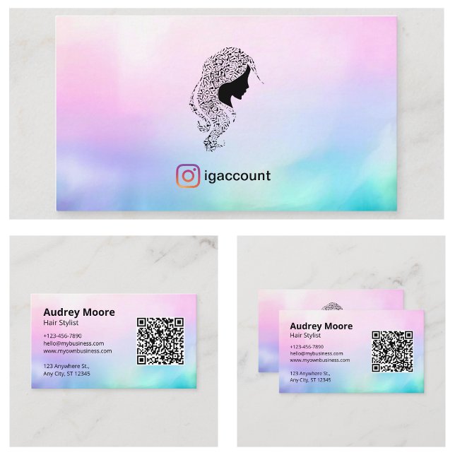 Carte De Visite Coiffeur Salon de Beauté Moderne et Branché (Modern Trendy Beauty Salon Hair Stylist Business Card
)