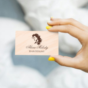 Carte De Visite Coiffeur Salon de coiffure élégant Beige Marron