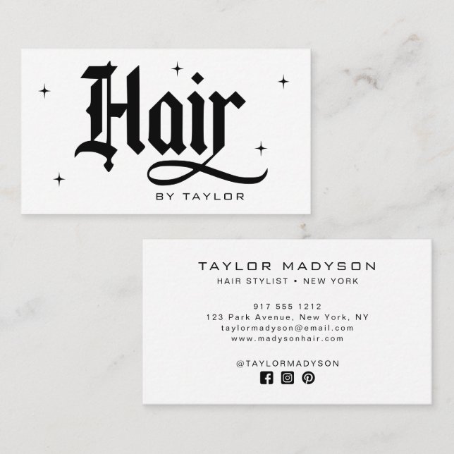 Carte De Visite Coiffeur Salon de coiffure moderne Branding Blanc (Devant / Derrière)