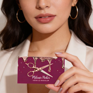 Carte De Visite Coiffeur Styliste Ciseaux Rose Lecteurs Noir