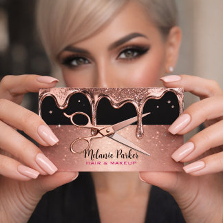 Carte De Visite Coiffeur Styliste Ciseaux Rose Lecteurs Noir