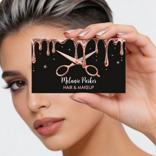 Carte De Visite Coiffeur Styliste Ciseaux Rose Lecteurs Noir