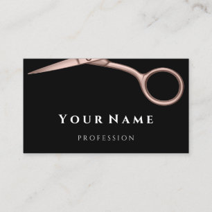 Carte De Visite Coiffeur Styliste Ciseaux Rose moderne Black VIP