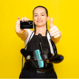 Carte De Visite Coiffeur Styliste Ciseaux Rose Moderne Simplement