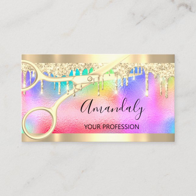 Carte De Visite Coiffeur Styliste Coiffeur ciseaux Holographe (Devant)