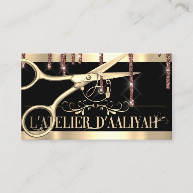 Carte De Visite Coiffeur Styliste Coiffeur Golden Scissors Logo (Devant)