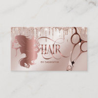 Coiffeur styliste rose or typographie cheveux cise