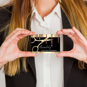 Carte De Visite Coiffeur Stylo Coiffeur Ciseaux dorés Noir