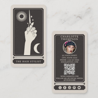 Carte De Visite Coiffeur Tarot Céleste Photo personnalisée Boho