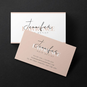 Carte De Visite Coiffeur Tendance Blanc Biege Minimaliste Élégant