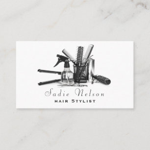 Carte De Visite Coiffeur tendance Salon Outils Beauté